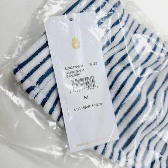 Spiritual Gangster Striped Bandeau Bikini Top Baki blue size M - Picture 4 of 4